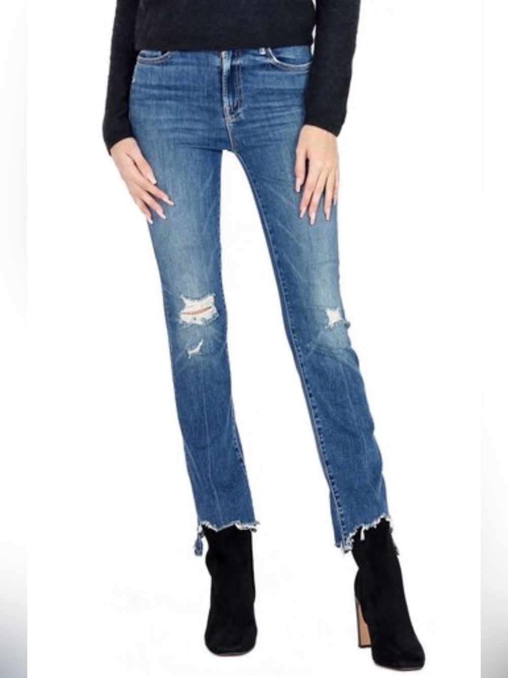 MOTHER The Insider Crop Step Chew Distressed Jeans in Dancing on Coals Size 30